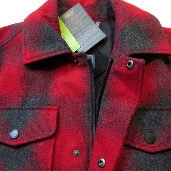 NWT Pendleton Men's Longmont in Red Ombre Plaid Wool Blend Shirt Jacket S - Picture 7 of 8